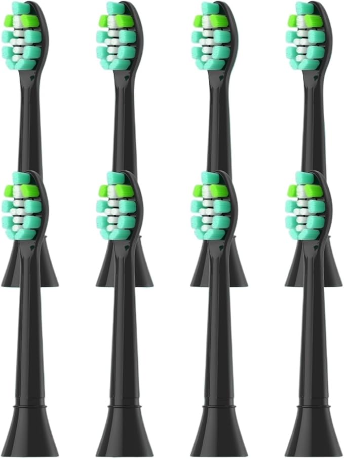 4-16pcs Replacement Toothbrush Heads Compatibility for Click-on Handles(8pcs Black)
