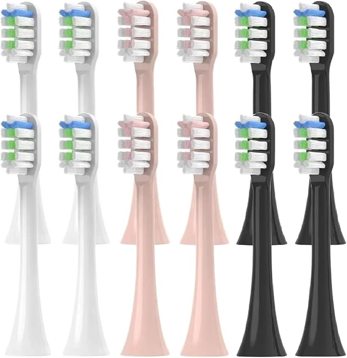 12PCS Replacement Brush Heads Compatible for V1/X1/X3/X5/X3U/X3PRO/v1/v2 Sonic Electric Toothbrush Soft(White B)