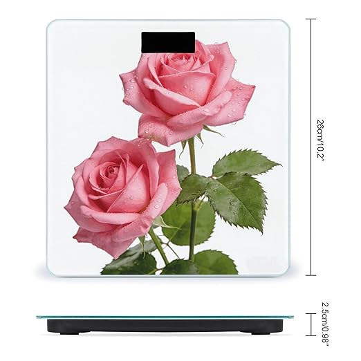Flower Pink Smart Scale for Body Weight Digital Bathroom Scale Toughened Glass Weight Scale with Large LCD Backlight Display High Precision Scales Weighing Machine