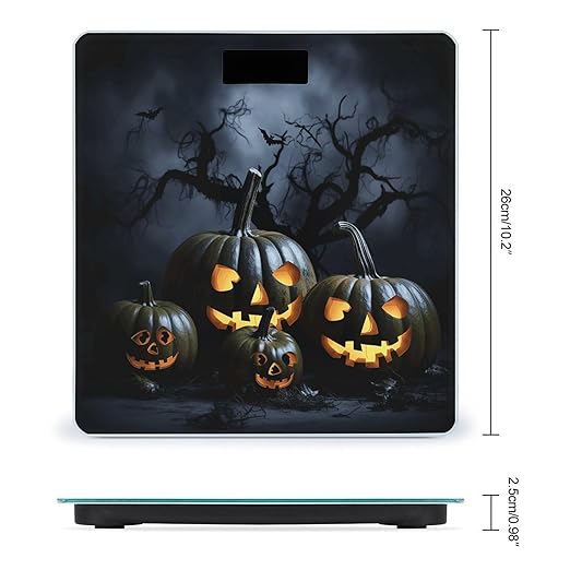 Halloween with Pumpkins Bathroom Scale Large LCD Backlight Display Digital Scale Rounded Corners Body Scales Automatic Power On/Off Bathroom Scales for Home Bedrooms