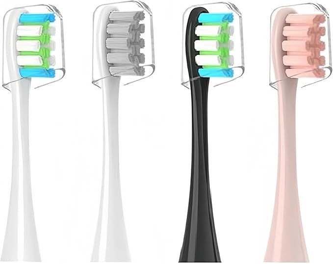 4 Pcs/Pack Electric Toothbrush Rreplacement Heads for Oclean All Models x pro Elite X ProFlowF1Air 2.with Hygienic Caps(4 Pcs Pink)