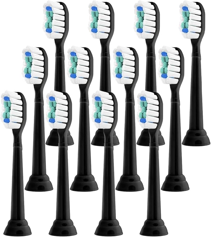4/8/12/20 Pcs Replacement Brush HeadsCompatible for Philips Electric Toothbrush Toothbrushes Head for Teeth Cleaning(Black-12 Pcs)