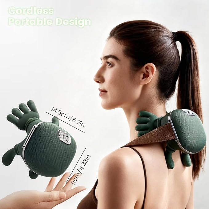 Shiatsu Neck Massager with Heat 4D Kneading &amp Deep Tissue Massage for Neck and Back Portable Wireless Massager for Shoulder Pain Relief at Home Office and Car