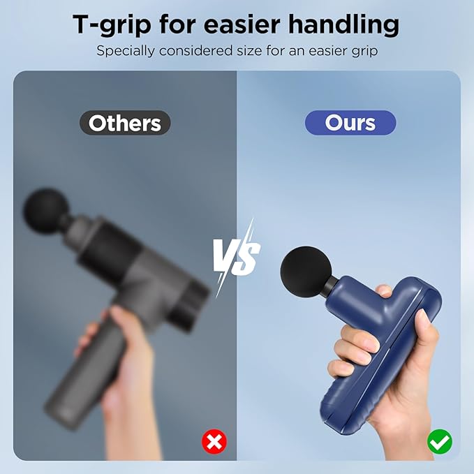 Mini Massage Gun Powerful Handheld Muscle Massager for Muscle Relaxation Deep Tissue Percussion Small Massage Gun Travel Massager with 4 Massage Heads Silent Brushless Motor Blue