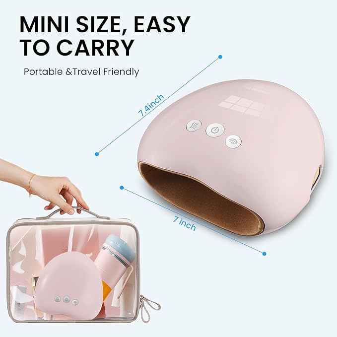 Hand Massager with Heat and Compression for Arthritis and Carpal Tunnel Relief at Home Portable Electric Cordless Hand Massager with 3 Heat Levels &amp 3 Compression Levels Gifts for Women - Pink