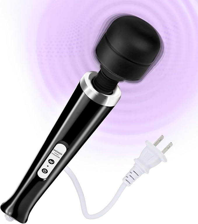 Wired Wand Massager for Women 10-Speed Electric Handheld Deep Tissue Massager Powerful Plug-in Full Body Muscle Recovery Tool for Neck Back Shoulder &amp Foot Relief (Black)