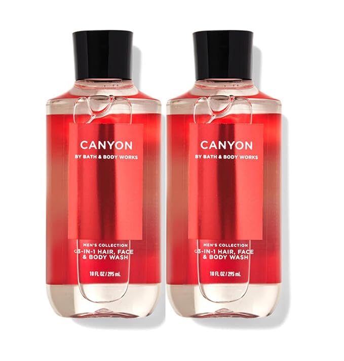 Bath &amp Body Works and Body Works For Men Canyon 3-in-1 Hair Face &amp Body Wash - Value Pack lot of 2 - Full Size (Canyon) 10 Fl Oz (Pack of 2) 20.0 fluid_ounces