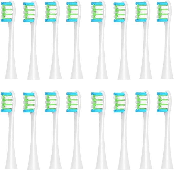 16pcs Replacement Brush HeadsCompatible for X/Pro/ Z1/ SE F1 PW01/03/05/07/09 P5(16 White)