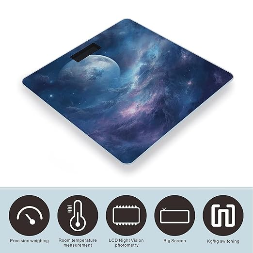 Nebula and Moon Scale for Body Weight Highly Accurate Digital Bathroom Scale Sturdy Tempered Glass Weighing Scales with LCD Display Fashion Body Fat Smart Scales 400lb