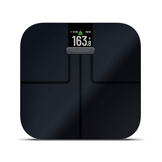 Garmin Index S2 Smart Scale with Wireless Connectivity Measure Body Fat Muscle Bone Mass Body Water% and More Black (010-02294-02)