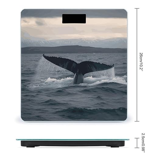 Humpback Whale Tail Ocean Digital Bathroom Scale for Body Weight with High Precision Digital Weighing Scale with BMI Clear LCD Display and Step-On Measures Weight Up to 180kg