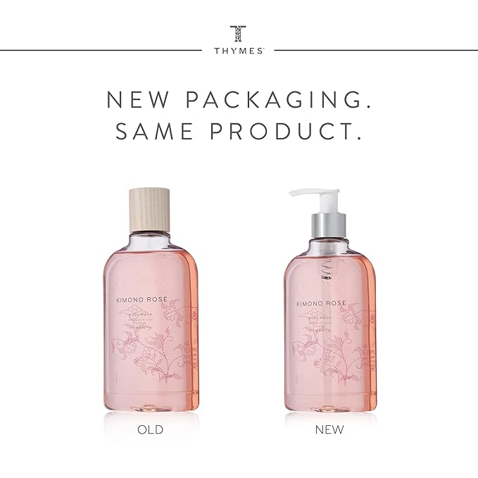 Thymes Body Wash with Pump - Liquid Soap for Bath and Shower - Body Soap - Skin Care - Scented Soap with Notes of Rose Peony Jasmine Clementine Black Currant &amp Vanilla (Kimono Rose 9.25 fl o