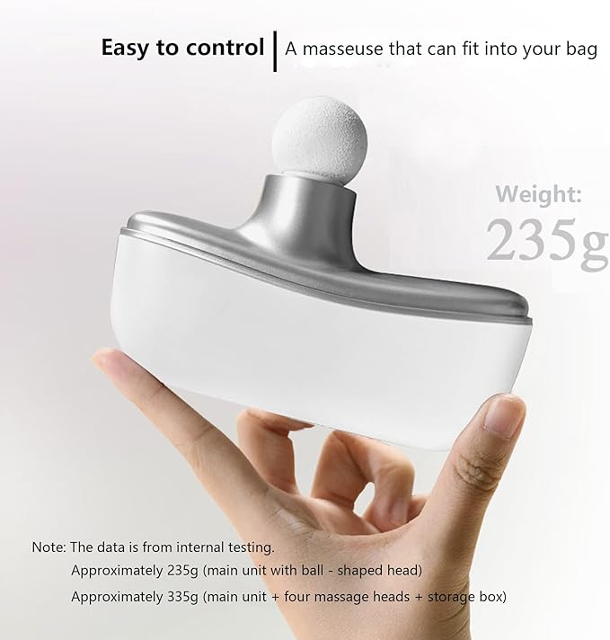 Mini Fascia Massage Gun Portable &amp Handheld Muscle Pain Relief in Neck Back Leg Hand Shoulder Deep Tissue Percussion Fascia Gun. (Silver-White)