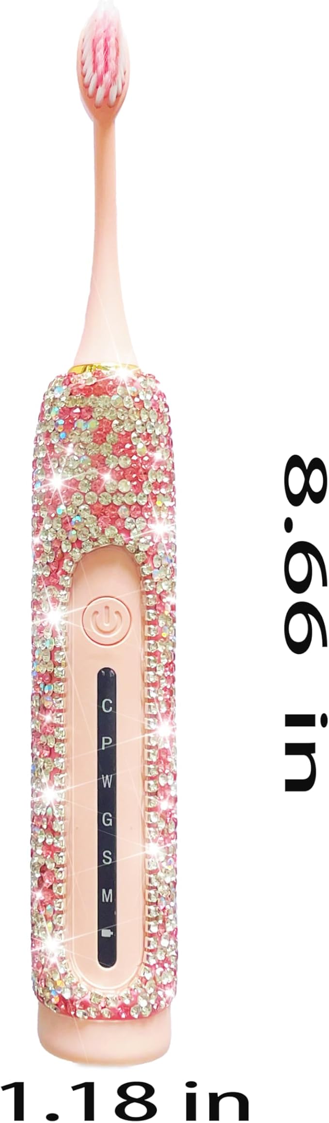 Electric Toothbrush for Girl Pink Toothbrush Bling Diamond Decor Portable Travel Essentials for Women Pink Toothbrush with 3 Replacement Heads 6 Modes