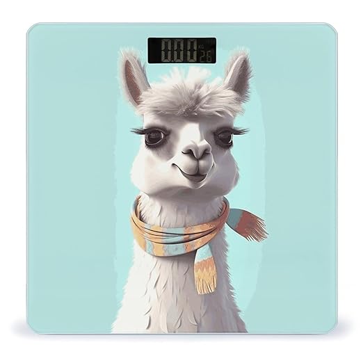 Funny Cartoon Llama Weight Scale Digital Electronic Scales Bathroom Scale Larg LCD Backlight Display High Precision MeasurementsTempered Glass