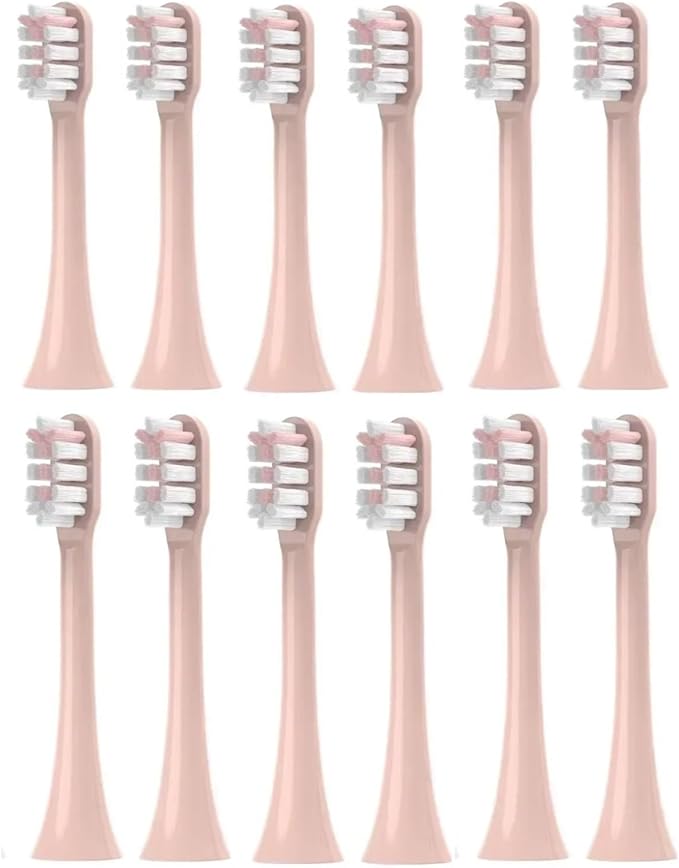 12PCS Replacement Brush HeadsCompatible for V1/X1/X3/X5/X3U/X3PRO/v1/v2 Sonic Electric Toothbrush Sof(Pink)