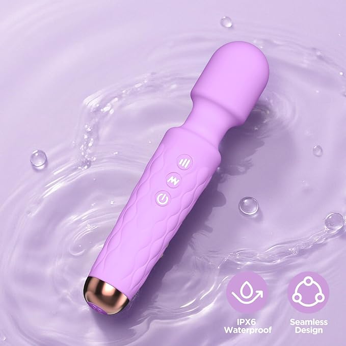 Personal Massager - 4H Max Runtime &amp Ultra-Quiet - Waterproof - 20 Modes 8 Speeds for Deep Tissue Back Massage Post-Workout Recovery and Neck Muscle Relaxation（Purple）