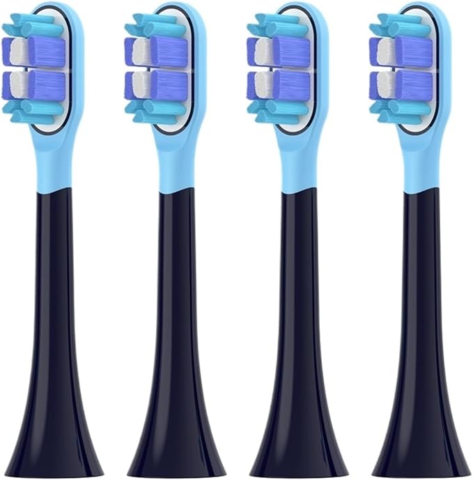 Replacement Toothbrush Heads for Mijia T301/T302/T501C Xiaomi Sonic Electric Dupont Soft Bristle Nozzles with Caps(4 pcs BJ Black)