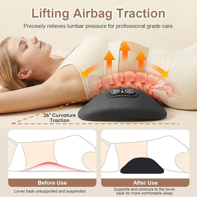 3 in 1 Back Massager with Heat Vibration &amp Traction Smooth Spine Triple Fusion Back Massager Triple Fusion Back Massager for Bed and Chair Electric Lumbar Support Pillow