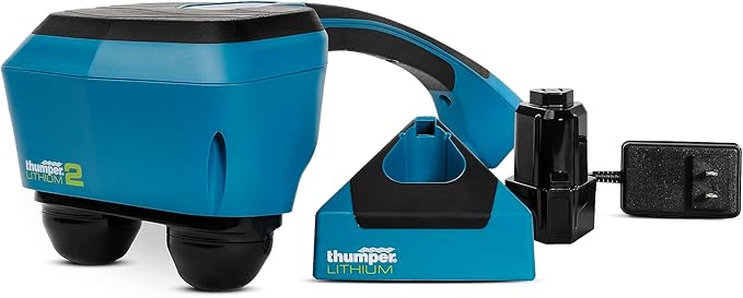 Thumper LITHIUM2 Back Massager Cordless Dual Head Powerful Back Hip Deep Tissue Percussion Massager Handheld 5 Speed Sciatic Nerve Massage Machine Professional Personal Muscle Pain Relief