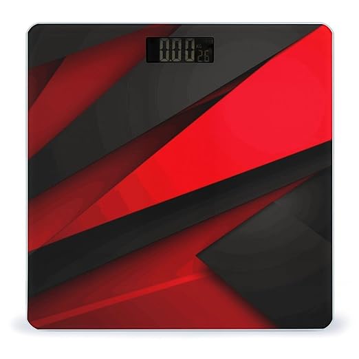 Red Black Weight ScaleClear LED Display Bathroom Digital Weighing ScaleTempered Glass Digital Bathroom Scale for Body Weight Capacity Up to 400 Lbs