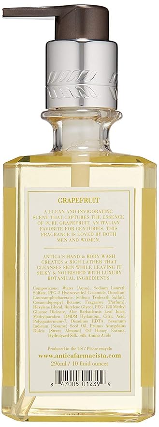 Antica Farmacista Hand &amp Body Wash - Luxury Nourishing Body Wash - Hydrating Hand Cleansing Wash - Bath &amp Body Gift - Grapefruit 10 fl oz