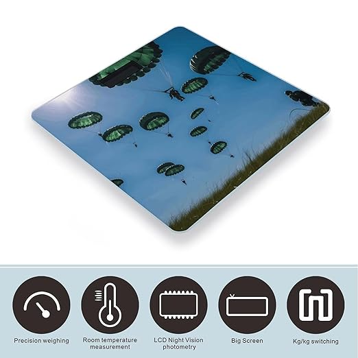 Green Parachute Bathroom Scale Ultra-Bright Liquid Crystal Screen Weight Scale Accurate Bathroom Body Scales for Body Weight Bathroom Pet Home Bedroom Gift-Giving