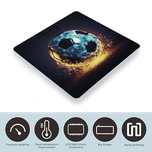 Cool Soccer Ball Bathroom Scale Large LCD Backlight Display Digital Scale Rounded Corners Body Scales Automatic Power On/Off Bathroom Scales for Home Bedrooms