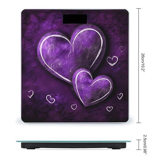 Purple HeartsScale for Body Weight with LCD High Precision Weighing Scales Fashion Sturdy Tempered Glass Weight Scales Easy-to-Read Digital Bathroom Scale for Daily 400lb