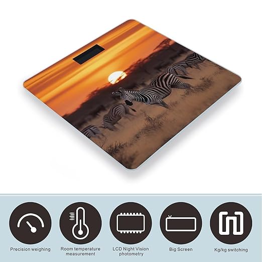 Africa Sunset Zebra Scale for Body Weight Digital Bathroom Scale Accurate Smart Weight Scales with Large Display Weighing Machine High Precision Scales