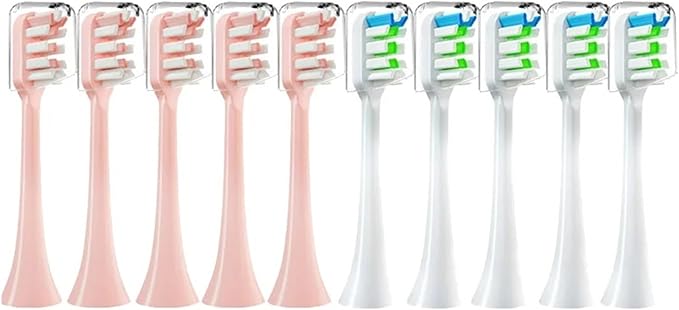 Replacement Brush Heads Compatible for X3 X5 V1 X3U 5-10pcs Bristle Electric Toothbrush Sealed Packed(5white 5pink)