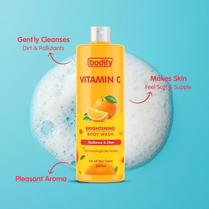 Bodyfy Vitamin C Brightening Body Wash 500 Ml | Radiance &amp Glow|Paraben Free | All Skin Types