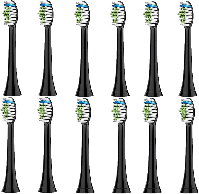 Replacement Brush Head Compatible for PH Electric Toothbrush(12pcs Black)