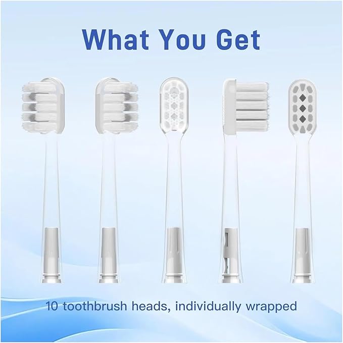10 Pcs/Pack Replacement Toothbrush Heads Compatible for Laifen Wave Electric for Sensitive Gum Care Transparent