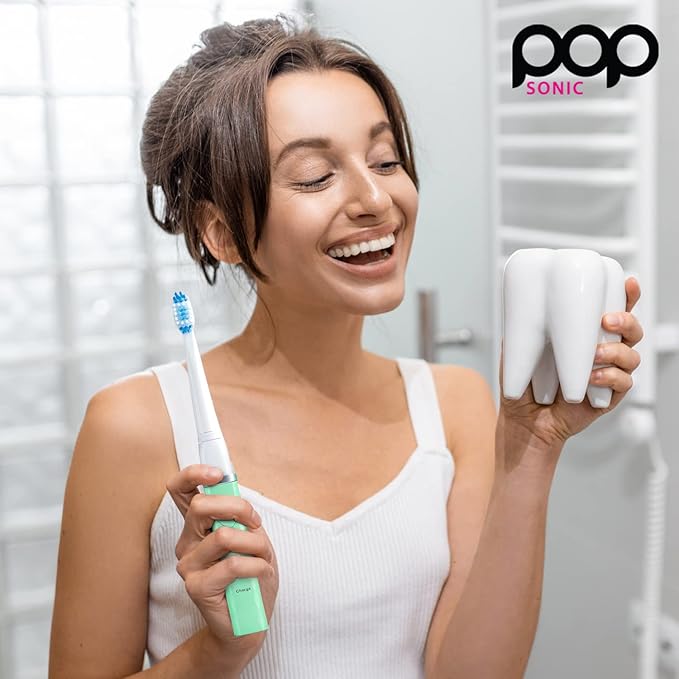 Pop Sonic USB Charge Anywhere Toothbrush(Green) - Rechargeable Toothbrush w/Up to 40000 Brush Strokes/Minute-Long-Lasting Dupont Nylon Bristles -Teens &amp Adult with Quadrant Pacer &amp Timer