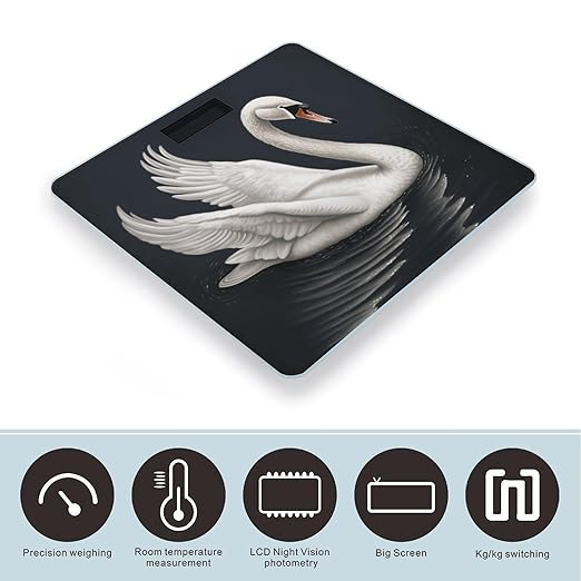 White Swan Scale with LCD Precision Weighing Scales Sturdy Tempered Glass Weight Scales Easy-to-Read Anti-Slip Weight Digital Bathroom Scale for Daily
