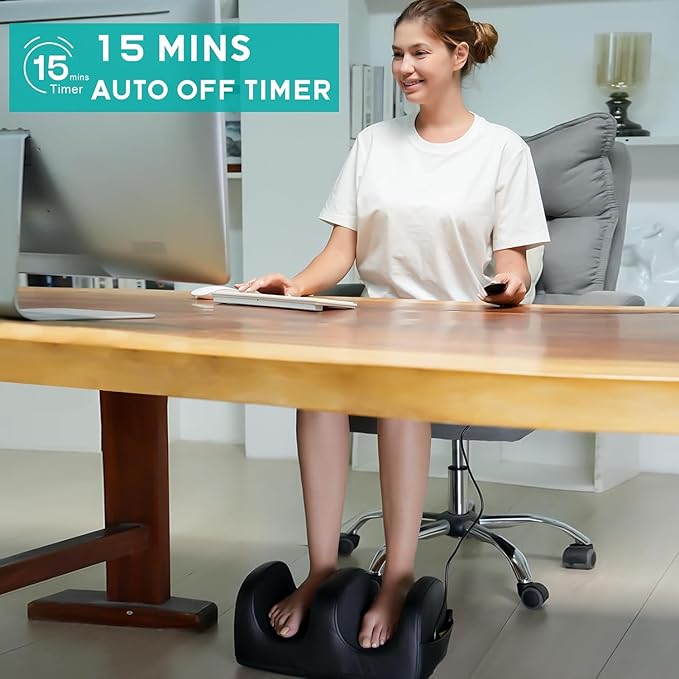 Electric Foot Massager Machine with Heat Shiatsu Kneading Feet and Calf Massagers for Relaxation Plantar Fasciitis Relief Deep Tissue Massage Gifts for Mom &amp Dad Wired Remote