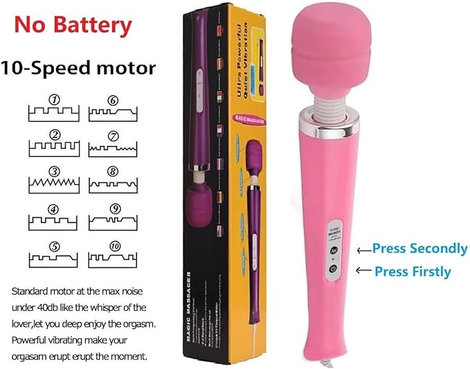 Power Handheld Electric Back Body Vibrating Massager for Woman Sport Recovery Muscle ACH Pain Shoulder Neck Leg Hand Foot Massagers Tool (Pink Big Massage and Black Mini Toy)