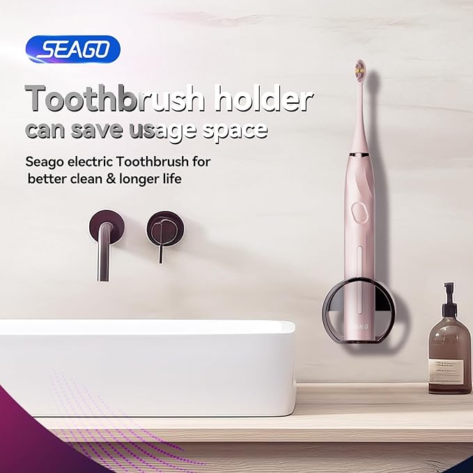 SEAGO Electric Toothbrush with 8 Soft Bristle Heads for AdultsPressure Sensor 5 Modes with 2 Minutes Build in Smart TimerRechargeable Travel Toothbrush with Brush Hold and Travel Case(2752Pink)