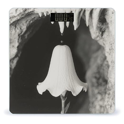 Black and White Flowers Weight Scale Large Digital Bathroom Scales with Bright LED Display Non Slip Digital Scale and Step On Fashion Weighing Machine for Body