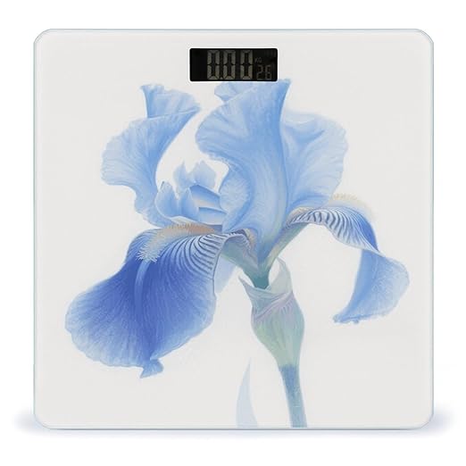 Blue Floral Weight Scale Large Digital Bathroom Scales with Bright LED Display Non Slip Digital Scale and Step On Fashion Weighing Machine for Body