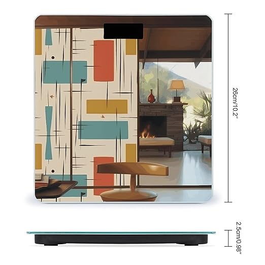 Mid Century ModernScale for Body Weight with LCD High Precision Weighing Scales Fashion Sturdy Tempered Glass Weight Scales Easy-to-Read Digital Bathroom Scale for Daily 400lb