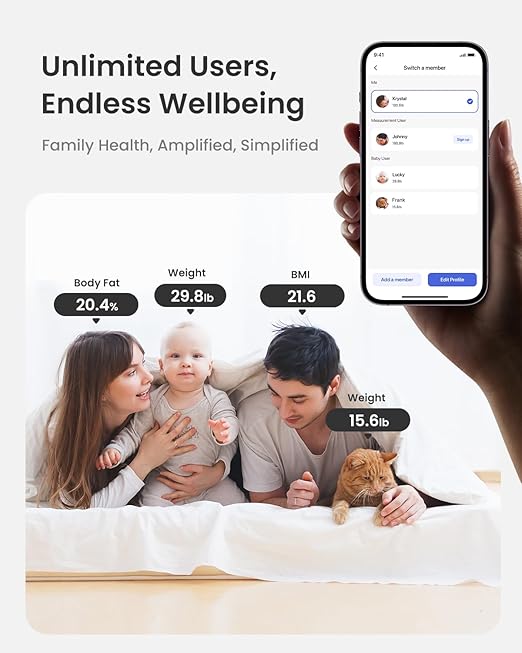 RENPHO Scale for Body Weight Smart Scale with BMI Body Fat Muscle Mass Bluetooth 13 Metrics with Large Display Support App Connection Black Elis 2X