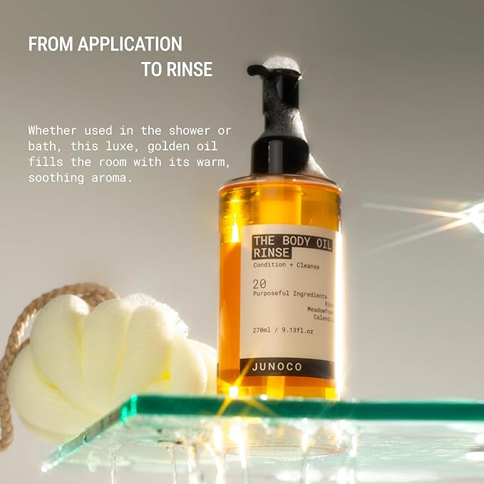 JUNO &amp Co. Shower Oil Body Wash with Rice Bran Oil &amp Full Body Nectar Serum 130 ml/4.39 Fl Oz
