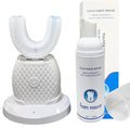 U-Shaped Automatic Ultrasonic Toothbrush 360° Electric Toothbrush for Adults for Teeth Whitening Rechargeable Ultrasonic Tooth Brush for Travel Home Dual-use (White 1)