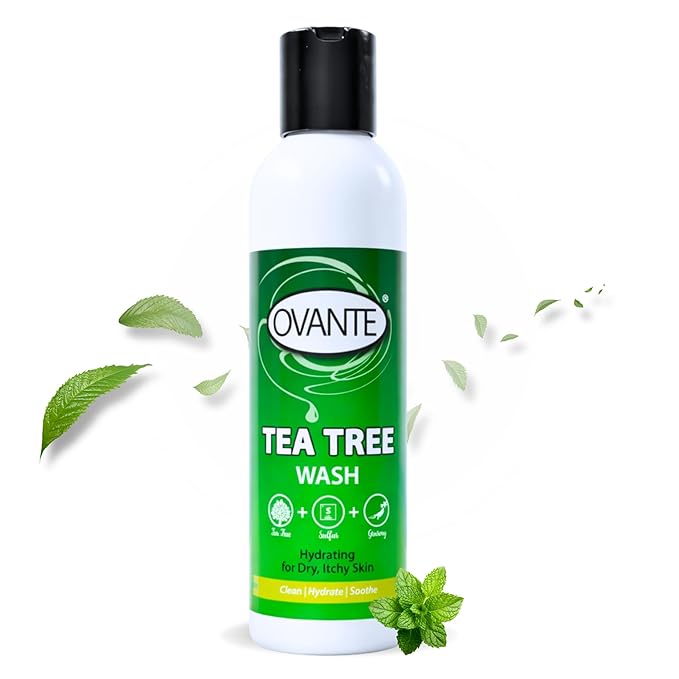 Tea Tree Oil Body Wash – Clarifying &amp Hydrating Shower Gel with Lemongrass &amp Vitamin E | For Itchy Oily Dry &amp Flaky-Looking Skin | Sulfate Free Daily Cleanser - 7 oz