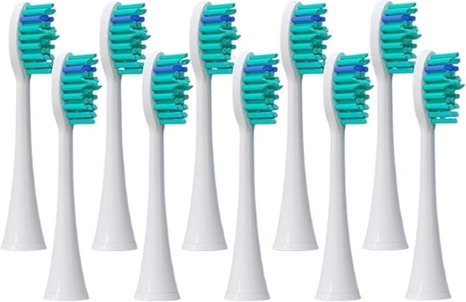 Brush Heads Adapted to HX3/HX6/HX8/HX9 Series Electric Toothbrush Head Soft(10pcs WhiteBlue)