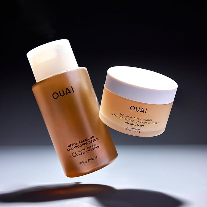 OUAI Hair Care Set - Clarifying Shampoo &amp Exfoliating Scalp Scrub - Deep Cleansing &amp Balancing - Hair Care Kit with Detox Shampoo &amp Travel Size Sugar Scrub for Scalp (2 Count)
