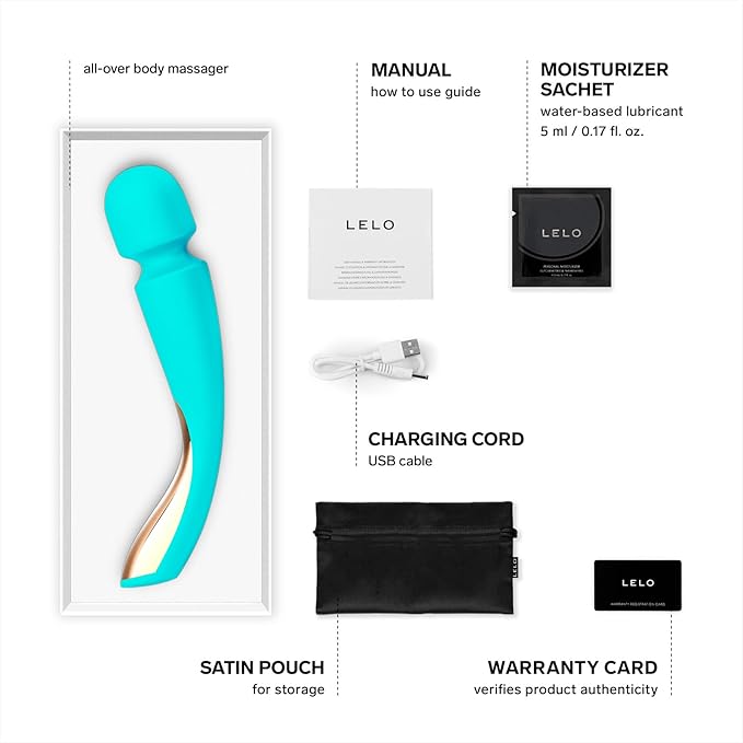 LELO Body Massager Large - Vibrating Handheld Full Body Massager for Waterproof Experience Perfect for Back and Neck (Aqua)