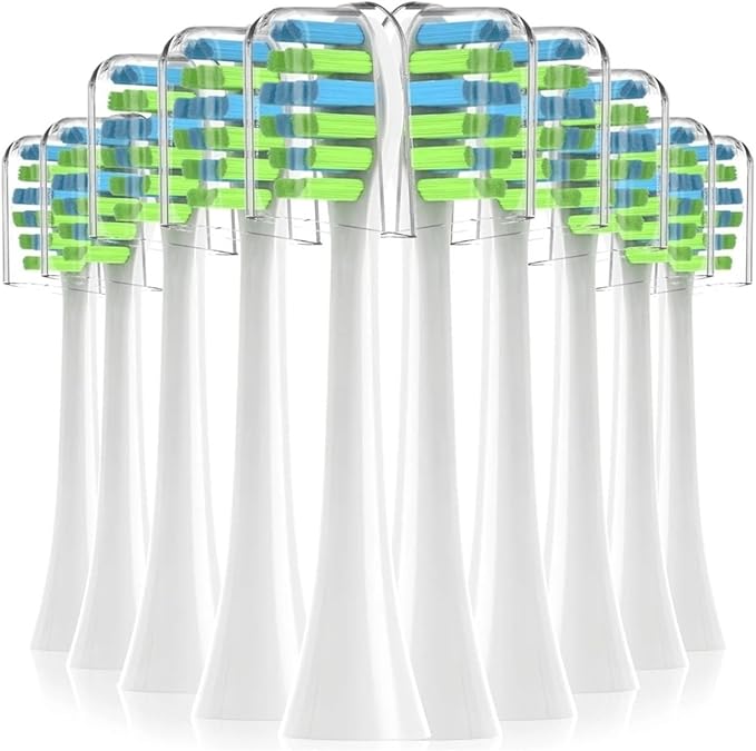Compatible for 7am2m 10PCS Replacement Toothbrush Heads - AM101/AM105 Sonic Toothbrush Vacuum Soft Dupont Bristle(10PCS White)